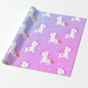 Papel De Presente Unicórnio Cute impresso