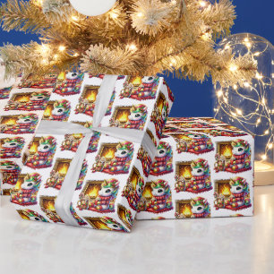 Papel De Presente unicórnio festivo do Natal