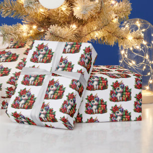 Papel De Presente unicórnio festivo do Natal