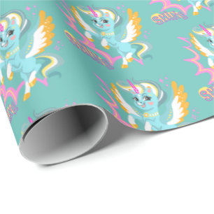 Papel De Presente Unicórnio fofo e poderoso
