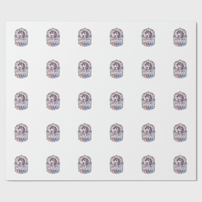 Papel De Presente Unicórnio Fofo mas Ligeiramente Feral Fundo Branco (Aberto)