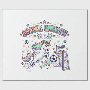 Papel De Presente Unicórnio Futebol Unicórnio Estrela Divertido Dese