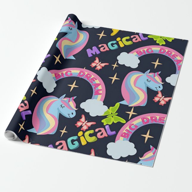 Papel De Presente Unicórnio mágico (Desenrolado)