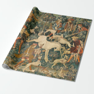 Papel De Presente Unicórnio Medieval Vintage Defende-se Arte