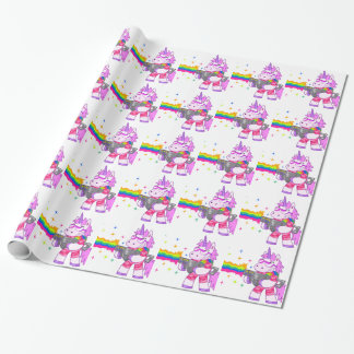 Papel De Presente Unicórnio roxo - arma
