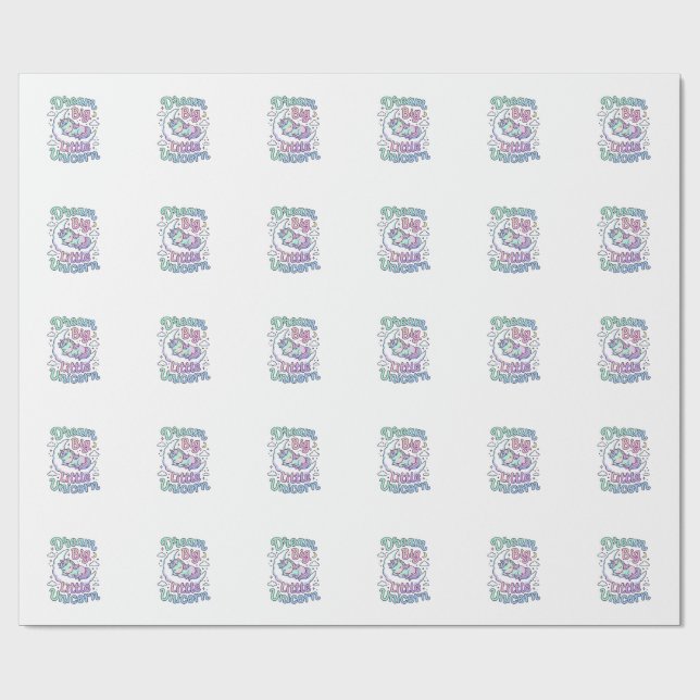 Papel De Presente Unicórnio Sonhe Grande Pequena Ideia de Presente d (Aberto)