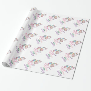 Papel De Presente Unicórnios Famintos Coloridos Arte Cortina