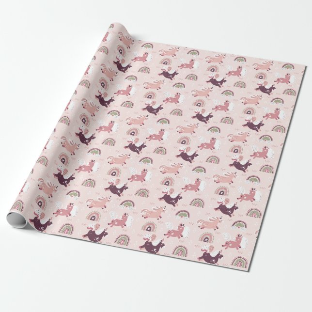 Papel De Presente Unicorns Rainbows: Fundo Mágico Pastel. (Desenrolado)