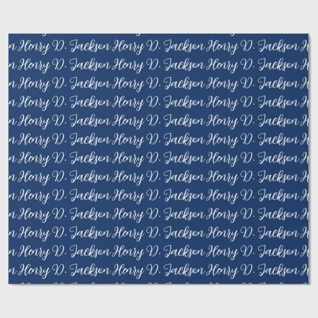 Papel De Presente Unique Navy Blue Classical Handwriting Plain (Aberto)