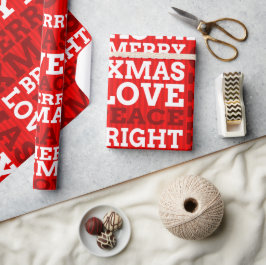 Papel De Presente Unique Red Non-Traditional Merry Christmas Script