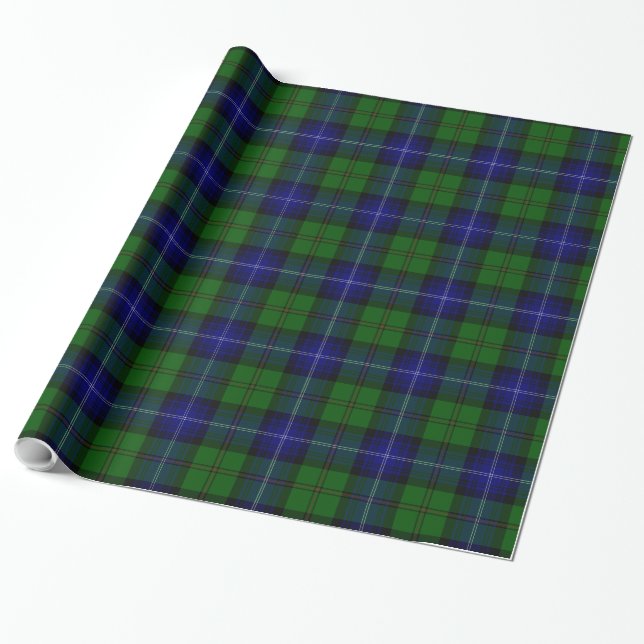 Papel De Presente Urquhart tartan Blue xadrez (Desenrolado)