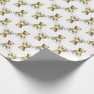 Papel De Presente Ursa de Pelúcia Fofo em um Bodysuit Amarelo sobre 