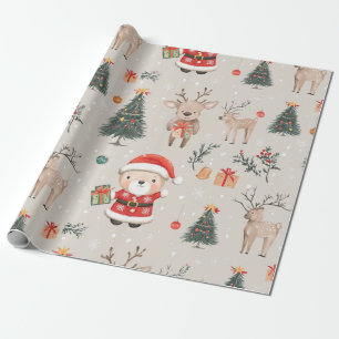 Papel De Presente Ursa Teddy Fofa & Papai Noel em Branco (5)