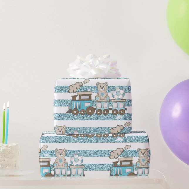 Papel De Presente Ursinho chá de ursinho bonito azul (Presentes para festas)