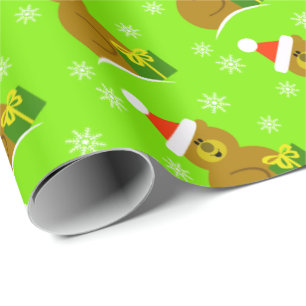 Papel De Presente Ursinho de Natal das Crianças de Santa