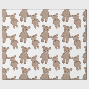 Papel De Presente Ursinho Doce, Urso Marrom, Branco