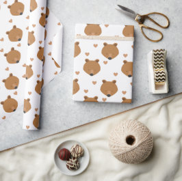 Papel De Presente Urso Cardíaco