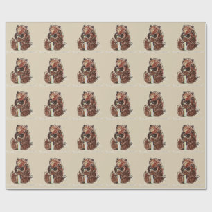 Papel De Presente Urso Contempla Hibernação
