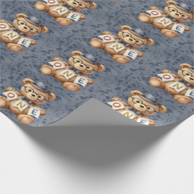Papel De Presente Urso de Aguarela com Faixa de ANIVERSÁRIO (Ponta)