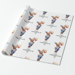 Papel De Presente Urso De Aquarela De Dia de os namorados Cinto Com 