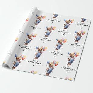 Papel De Presente Urso De Aquarela De Dia de os namorados Cinto Com