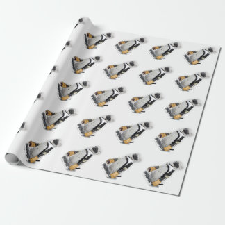 Papel De Presente Urso de Hóquei Vestindo Pinguim