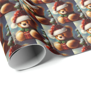 Papel De Presente Urso de Natal 2
