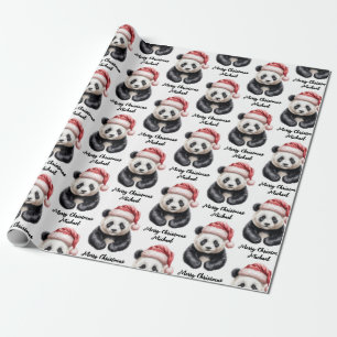 Papel De Presente Urso de Panda de Feliz Natal Personalizado