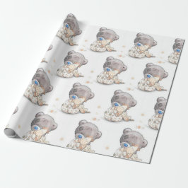 Papel De Presente Urso de pelúcia bonito com brinquedo personalizáve