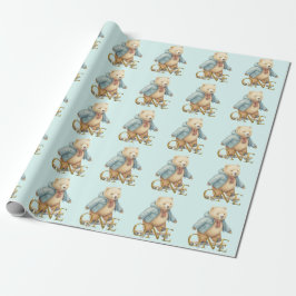 Papel De Presente Urso de pelúcia de primeiro aniversário andando de