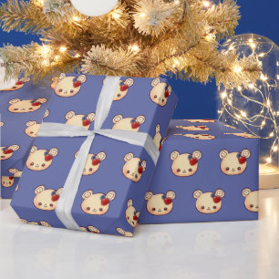 Papel De Presente Urso de Sobremesa Morango Mirtilo Kawaii Fofo