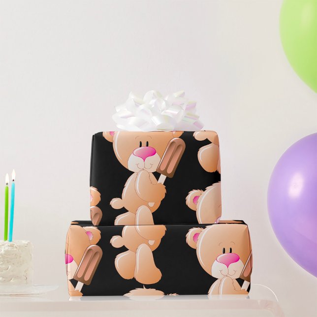 Papel De Presente Urso De Teddy Com Bloco De Gelo (Criador carregado)