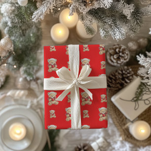 Papel De Presente Urso de Teddy de Natal
