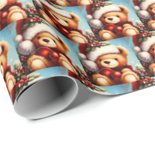 Papel De Presente Urso de Teddy de Natal 4