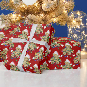 Papel De Presente Urso De Teddy Em Luzes De Natal