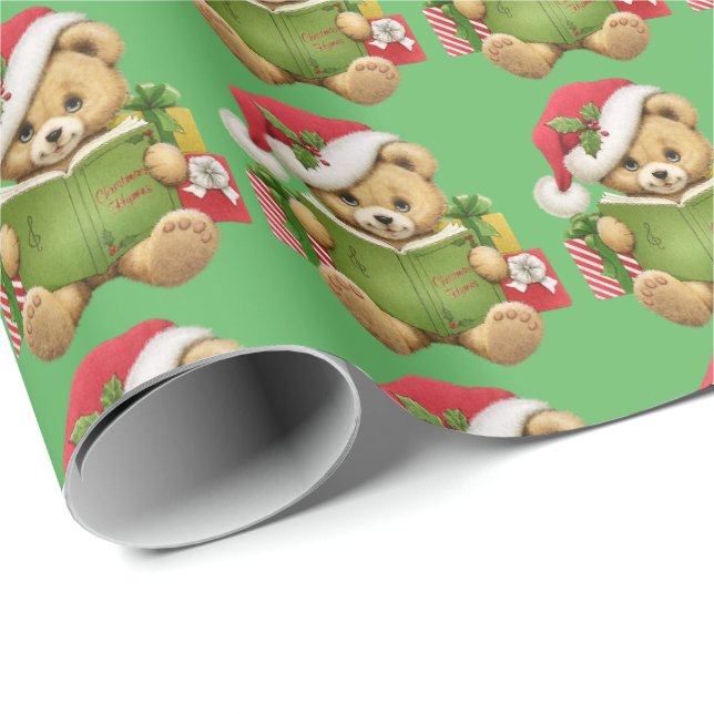 Papel De Presente Urso de ursinho bonito do Natal (Ponta do rolo)