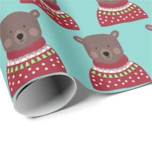 Papel De Presente Urso do Natal