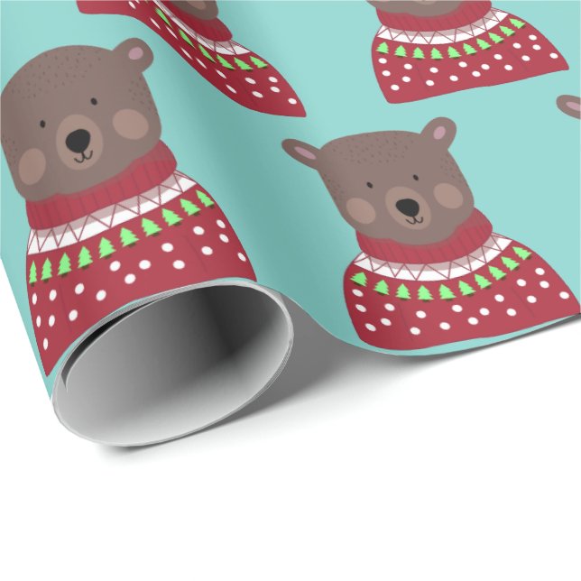 Papel De Presente Urso do Natal (Ponta do rolo)