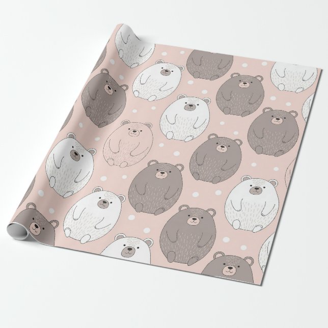 Papel De Presente Urso Fofo - Floresta de Pastéis Suaves (2) (Desenrolado)
