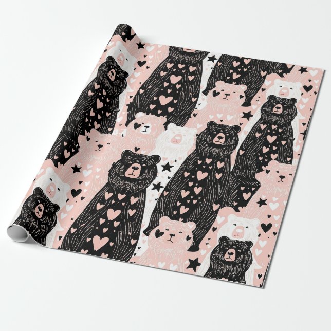 Papel De Presente Urso Fofo - Floresta de Pastéis Suaves (5) (Desenrolado)