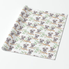 Papel De Presente Urso Koala Bonito Na Ramificação Da Árvore