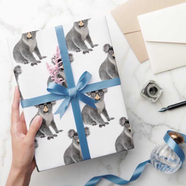 Papel De Presente Urso Koala com Óculos Groucho (Presentear)
