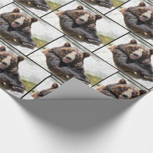 Papel De Presente Urso Negro Sorridente