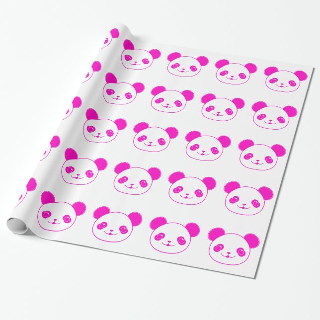 Papel De Presente Urso Panda de Kawaii Rosa (Desenrolado)