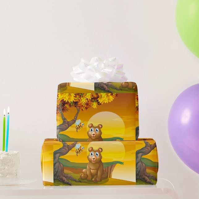 Papel De Presente Urso Pardo Pôr do Sol (Criador carregado)