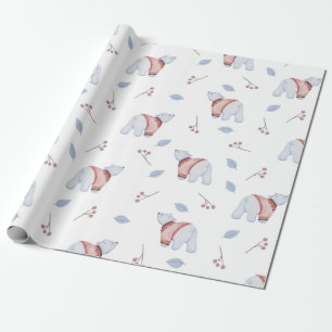 Papel De Presente Urso Polar Bonito de inverno, Sweet Divertido Arte