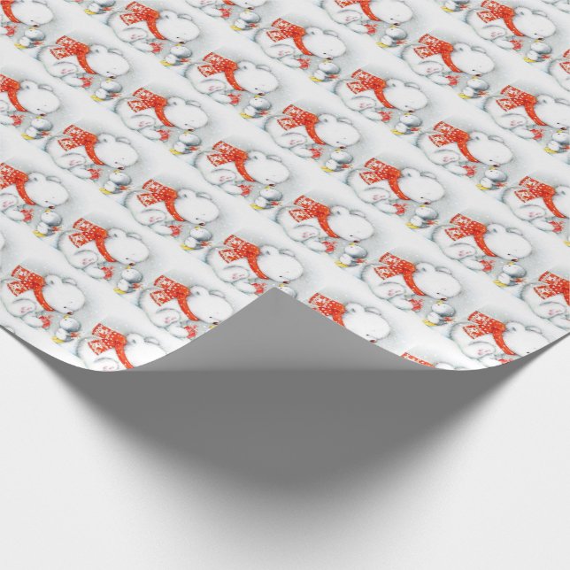 Papel De Presente Urso Polar Cinto e Pintinho de Bebê (Ponta)