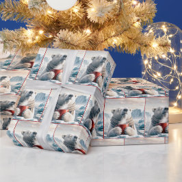 Papel De Presente Urso Polar Com Mug De Café Vermelho