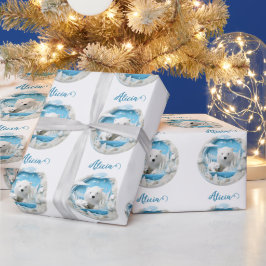 Papel De Presente Urso Polar com Oceano Ártico Cub White Winter