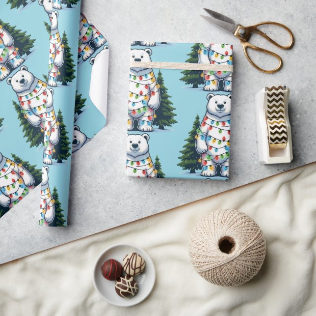 Papel De Presente Urso Polar de Natal (Artesanato)